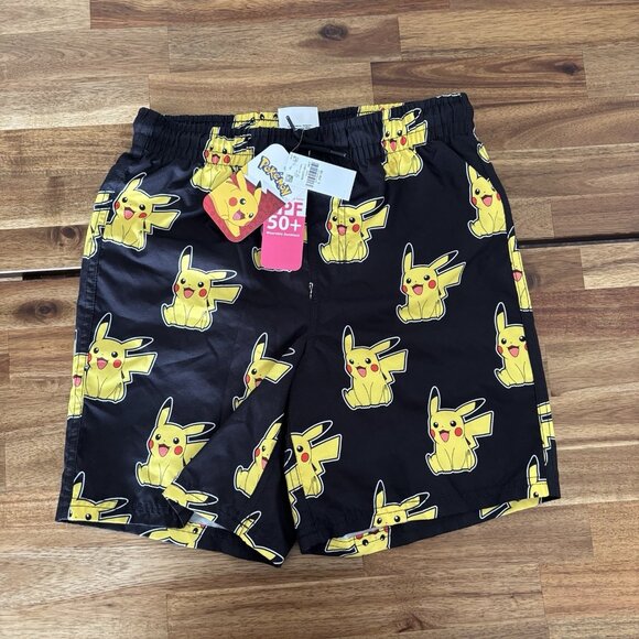 Pokemon Swim Trunks Shorts Boy Size Large 10-12 Pikachu Vacation Pool Beach NWT - Picture 2 of 9